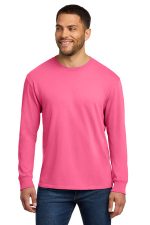 Port & Co Beach Wash Garment-Dyed Long Sleeve Tee PC099LS Neon Pink