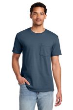Port & Co Beach Wash Garment-Dyed Pocket Tee. PC099P Denim Blue