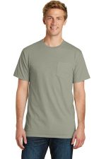 Port & Co Beach Wash Garment-Dyed Pocket Tee. PC099P Walnut