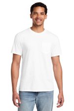 Port & Co Beach Wash Garment-Dyed Pocket Tee. PC099P White