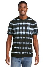 Port & Co Allover Stripe Tie-Dye Tee PC142 Black/ White