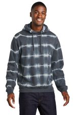 Port & Co Allover Stripe Tie-Dye Fleece PC143 Graphite/ Light Grey