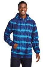 Port & Co Allover Stripe Tie-Dye Fleece PC143 Turquoise/ Team Navy