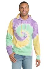 Port & Co Tie-Dye Pullover Hooded Sweatshirt. PC146 Mint Rainbow