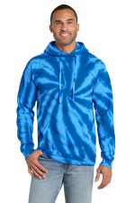 Port & Co Tie-Dye Pullover Hooded Sweatshirt. PC146 Royal
