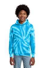 Port & Co Youth Tie-Dye Pullover Hooded Sweatshirt. PC146Y Turquoise