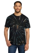 Port & Co Tie-Dye Tee. PC147 Black Galaxy Spiral