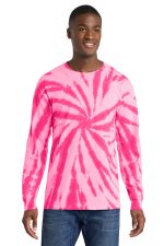 Port & Co Tie-Dye Long Sleeve Tee. PC147LS Pink