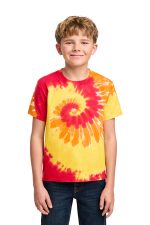 Port & Co Youth Tie-Dye Tee. PC147Y Blaze Rainbow