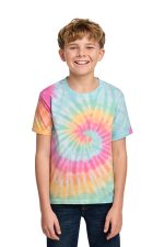 Port & Co Youth Tie-Dye Tee. PC147Y Pastel Rainbow
