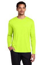 Port & Co Long Sleeve Performance Tee. PC380LS Neon Yellow