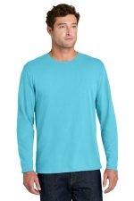 Port & Co Easy Cotton Long Sleeve Tee PC43LS Aquatic Blue