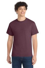 Port & Co Core Cotton Tee. PC54 Heather Athletic Maroon