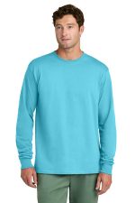 Port & Co Long Sleeve Core Cotton Tee. PC54LS Aquatic Blue