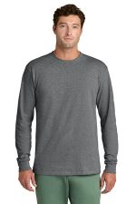 Port & Co Long Sleeve Core Cotton Tee. PC54LS Graphite Heather