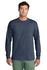 Port & Co Long Sleeve Core Cotton Tee. PC54LS Heather Navy