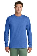 Port & Co Long Sleeve Core Cotton Tee. PC54LS Heather Royal