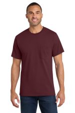 Port & Co Core Cotton Pocket Tee. PC54P Athletic Maroon