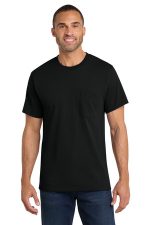 Port & Co Core Cotton Pocket Tee. PC54P Jet Black