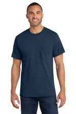 Port & Co Core Cotton Pocket Tee. PC54P Navy