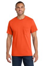 Port & Co Core Cotton Pocket Tee. PC54P Orange