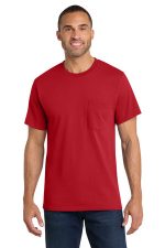Port & Co Core Cotton Pocket Tee. PC54P Red
