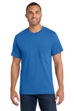 Port & Co Core Cotton Pocket Tee. PC54P Royal