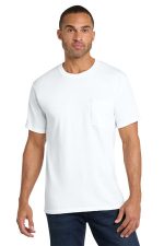 Port & Co Core Cotton Pocket Tee. PC54P White