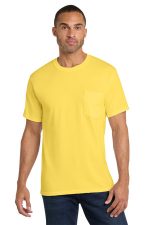 Port & Co Core Cotton Pocket Tee. PC54P Yellow