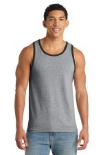 Port & Co Core Cotton Tank Top. PC54TT Athletic Heather/ Jet Black