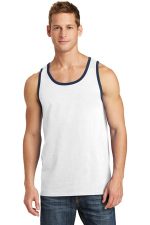Port & Co Core Cotton Tank Top. PC54TT White/ Navy