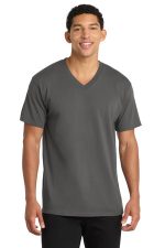 Port & Co Core Cotton V-Neck Tee. PC54V Charcoal