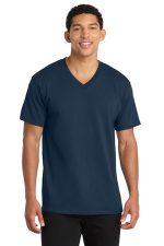 Port & Co Core Cotton V-Neck Tee. PC54V Navy