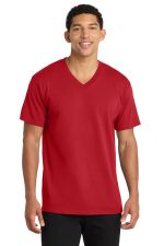 Port & Co Core Cotton V-Neck Tee. PC54V Red