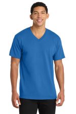 Port & Co Core Cotton V-Neck Tee. PC54V Royal