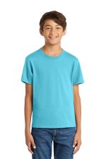 Port & Co Youth Core Cotton Tee. PC54Y Aquatic Blue