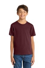 Port & Co Youth Core Cotton Tee. PC54Y Athletic Maroon