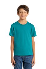 Port & Co Youth Core Cotton Tee. PC54Y Bright Aqua