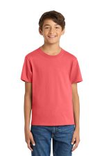 Port & Co Youth Core Cotton Tee. PC54Y Coral