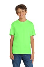 Port & Co Youth Core Cotton Tee. PC54Y Neon Green