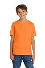 Port & Co Youth Core Cotton Tee. PC54Y Neon Orange