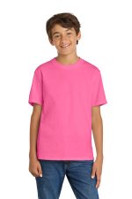 Port & Co Youth Core Cotton Tee. PC54Y Neon Pink