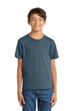 Port & Co Youth Core Cotton Tee. PC54Y Steel Blue