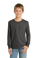 Port & Co Youth Long Sleeve Core Cotton Tee. PC54YLS Dark Heather Grey