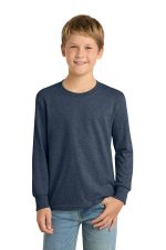 Port & Co Youth Long Sleeve Core Cotton Tee. PC54YLS Heather Navy