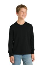 Port & Co Youth Long Sleeve Core Cotton Tee. PC54YLS Jet Black