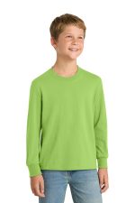 Port & Co Youth Long Sleeve Core Cotton Tee. PC54YLS Lime