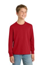Port & Co Youth Long Sleeve Core Cotton Tee. PC54YLS Red