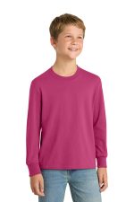 Port & Co Youth Long Sleeve Core Cotton Tee. PC54YLS Sangria
