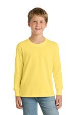 Port & Co Youth Long Sleeve Core Cotton Tee. PC54YLS Yellow